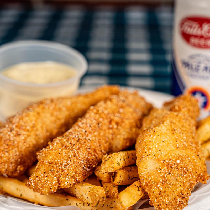 The Fish House signature dishes Fried Fish SandwichFish and ChipsHush PuppiesClam Chowder